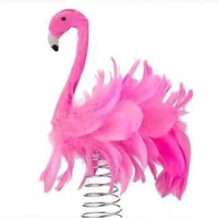 BYUSBAYA-Flamingo Christmas Tree Topper Decoration Artificial Feathers Flamingo Decoration Party Supplies Christmas Ornament (Pink, 30cm/11.81inches)