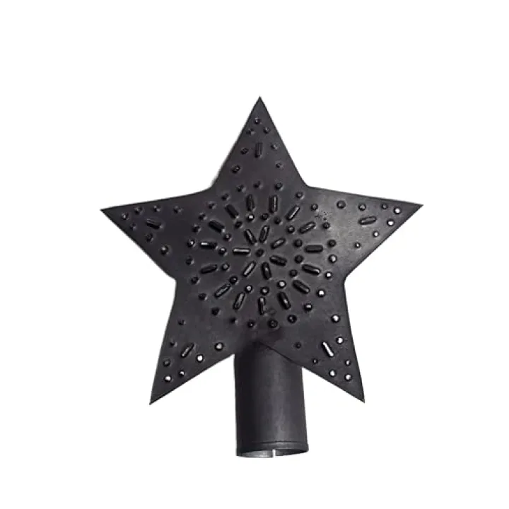 5-Inch Black Tin Star Tree Topper - Rustic Holiday Decor for Christmas Tree, Farmhouse Style, Vintage Accent, Seasonal Ornament, Festive Home Decor, Country Christmas Decoration, Unique Tree Accent
