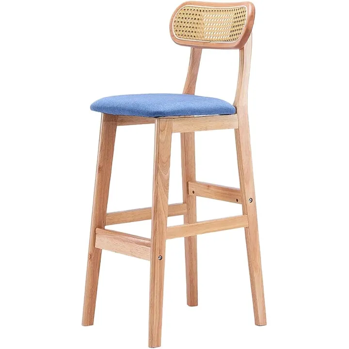 Solid Wood Bar Stools Set of 8 Breakfast Dining Chairs for Home Kitchen Easy Assembly 28'' Seat Height Blue Finish
