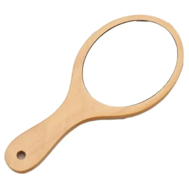 1 Piece Wooden Makeup Mirror Oval Handheld Mirror with Handle Single Side Cosmetic Mirror Vanity Handheld Mirror Handheld Vanity Mirror, 3.94 x 8.86 Inches, Wooden