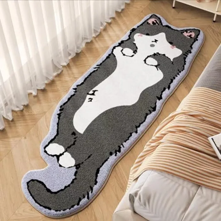 JYCWTT Cat Tufted Rug, Cat Shaped Rug, Funny Cute Irregular Shaped, Non-Slip Washable, for Bedroom Bath Living Room (Gray, 40cm*120cm /15.74 * 47.24in)