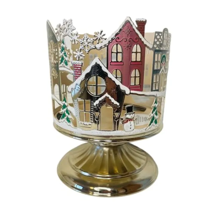 Bath and Body Works Christmas Holiday Village Scene 3-Wick Candle Holder