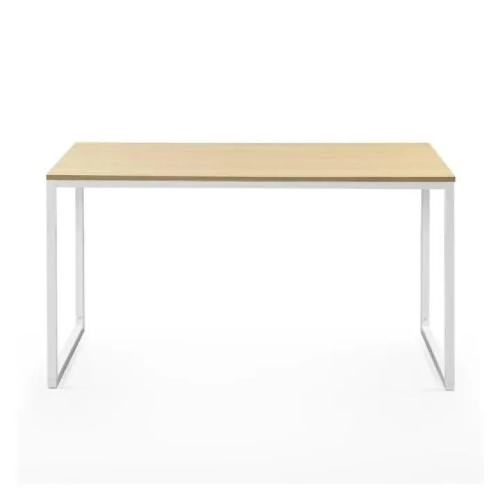47" White Frame Desk, Natural Laptop Table Computer Stand Home Office,Table