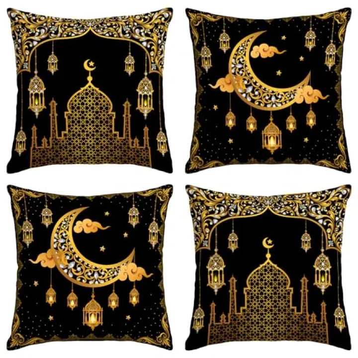 Yarcooly Ramadan Mubarak Pillow Covers Eid Mubarak Throw Pillow Cases Ramadan Kareem Decor Ramadan Decorations for Home Party