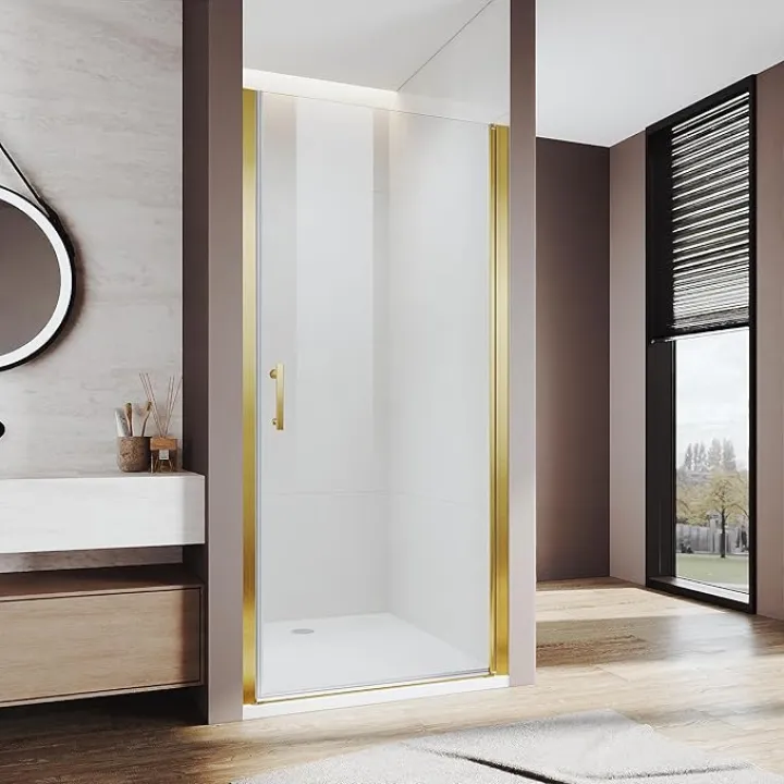 Glass Shower Door 35.5-37" W x 72 in. H, Pivot Shower Door with 1/4" (6mm) Clear SGCC Tempered Glass. Swing Shower Doors for Walk in Shower, Brushed Gold Finish