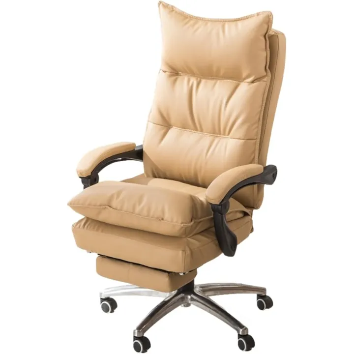 Executive Office Chair,Ergonomic Recliner Computer Desk Chair,Adjustable Back Rest Heavy Duty 360°Swivel Gaming Chair,for Home Office with Tilt Function,Dark Coffee,Yellow