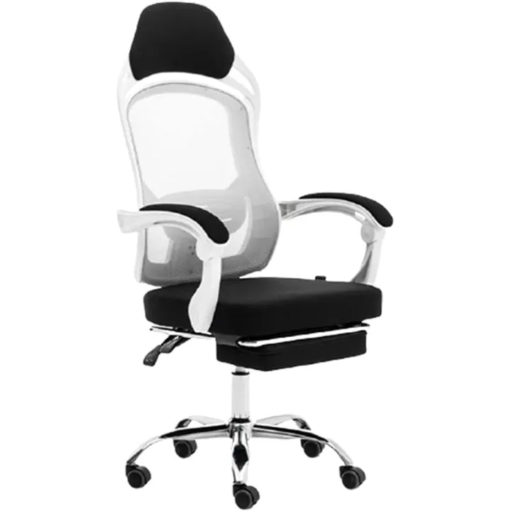 Home Work Chair Ergonomic Office Chair Swivel Computer Mesh Office Chair High Back Desk Chair with Tilt Function Lumbar Support and Pu Wheels for Home and Office White B,White a