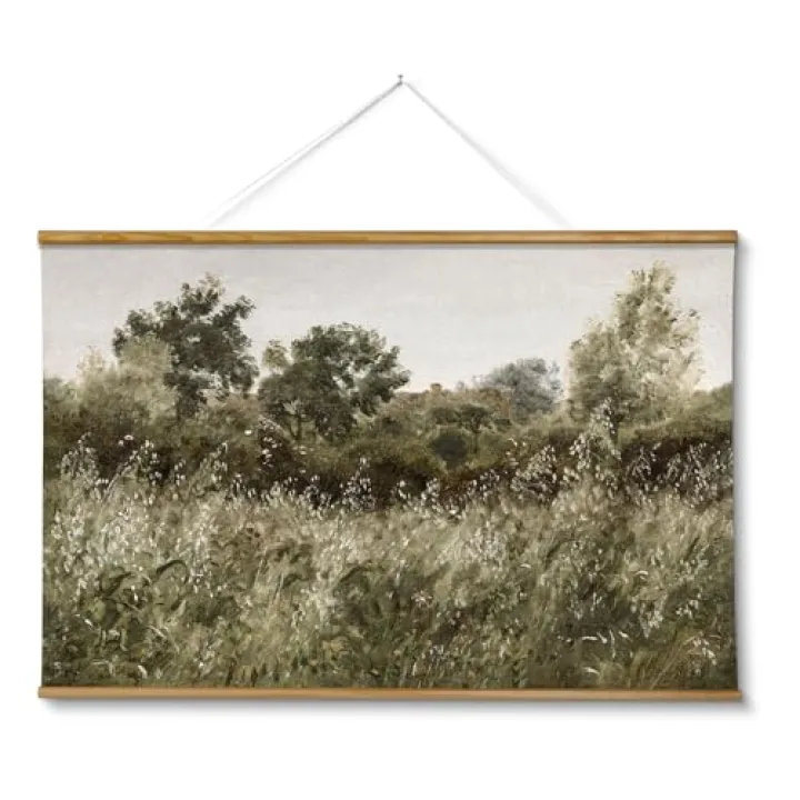 ARPEOTCY Extra Large Vintage Framed Wall Art, 36x54 Inch Farmhouse Retro Meadow Landscape Hanging Framed Canvas Wall Art, Large Rustic Home Decor for Living Room Office Bedroom Above of Bed
