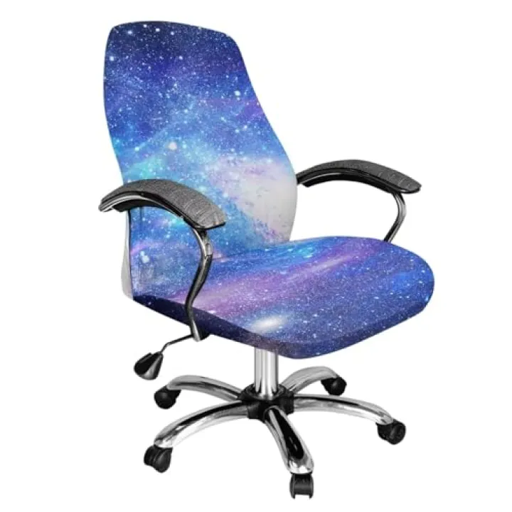 Fiqyvagox Galaxy Blue Violet Comfortable Computer Office Chair Cover Easy to Install Dustproof Gaming Chair Covers Stain Resistant Elastic Boss Chair Slipcovers, S