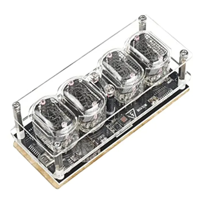 BCCCLLLSA Glow Tube Clock Bottom Plate 4-Bit Retro Nixie Tube Clock with 6 LED Backlight, DIY Creative Decoration Clock