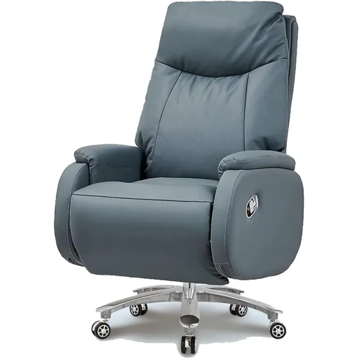 Office Chair, Electric Type Office Executive Chair, Cowhide Leather High-Back Ergonomic Boss Chairs, 160°Freely Reclining Adjustable Liftable Swivel