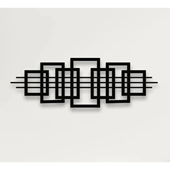 DEKADRON Squares Geometric Wall Art, Abstract Metal Wall Decor, Home Office Entryway Bedroom Living Room Decoration, Metal Wall Hangings, Modern Wall Sign, (Black, 39" W x 13" H / 100x34cm, Squares)