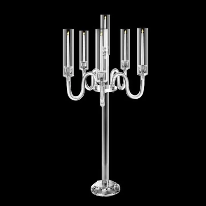 6 Arm Acrylic Candle Holder for Tables, Acrylic Candelabra Centerpieces for Taper LED Candles, 37.4 in Tall Candlestick Holder for Table Centerpiece Wedding Home Decor