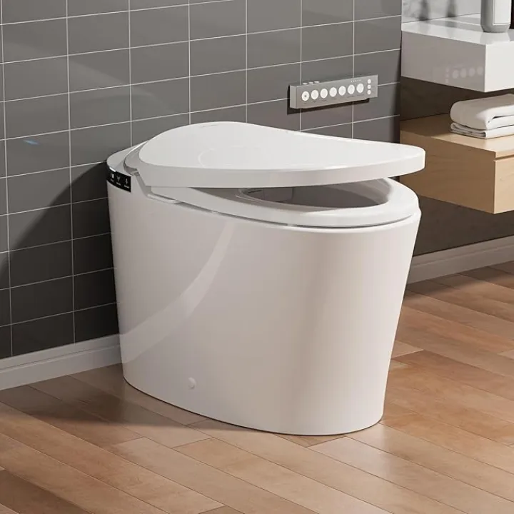 Smart Toilet, Auto Open/Close Lid, Booster Pump Assisted, Powerful Auto Flush, Foot Sensor, Heated Seat, Warm Water, Night Light, Air Dryer, Deodorization, Bidet Toilet for Modern Bathroom