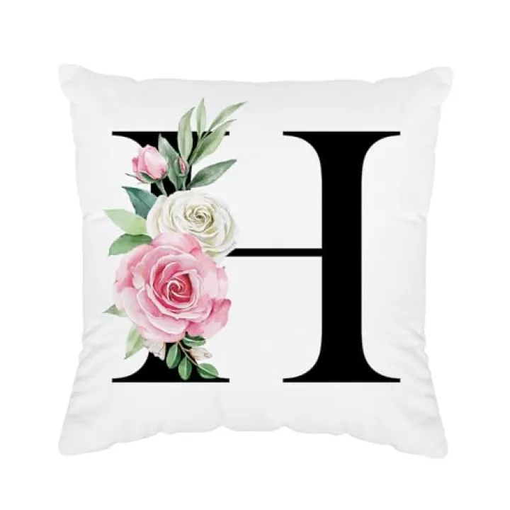 BitKan Initial Pillow Covers 18x18 - Monogram Pillow Cover, Monogram Pillow Case H, Letter H Throw Pillow Cover, Personalized Pillows Gifts for Women, H Initial Gifts for Women/Men/Girls/Grammy/Mom