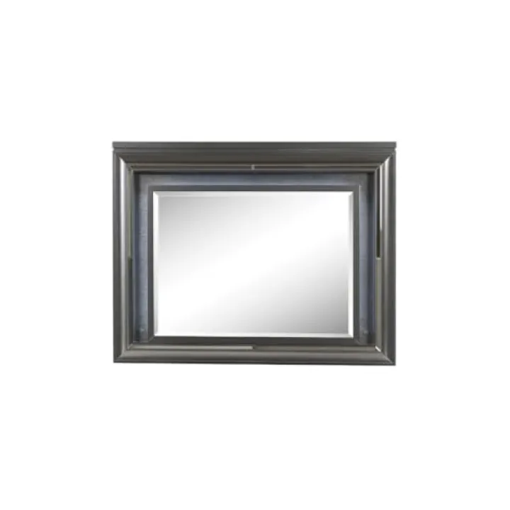 39" Metallic Gray Lighted Arch Dresser Mirror