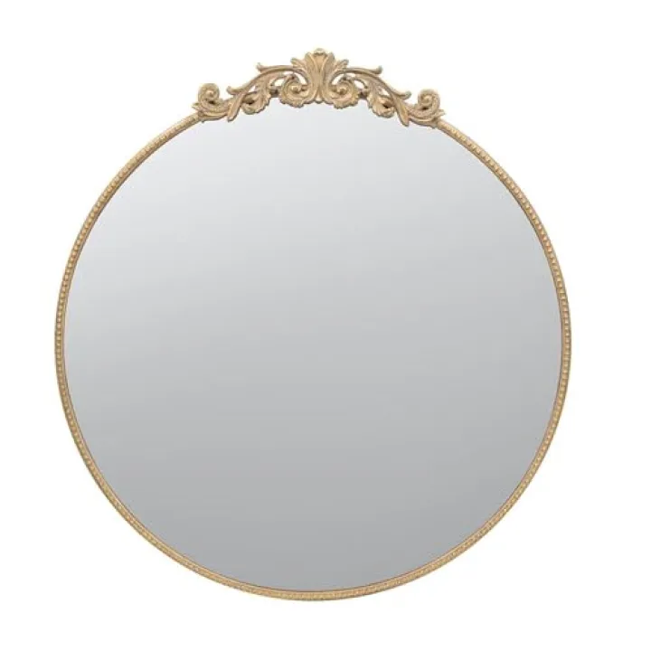 HomeRoots 39" Gold Crowned Top Iron Framed Accent Mirror