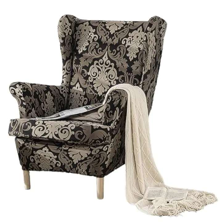 Ouxeer Wingback Chair Slipcovers 2 Piece, Fashion Prints Stretch Spandex Wing Chair Covers for Living Room,Washalbe Armchair Sofa Slipovers(F)