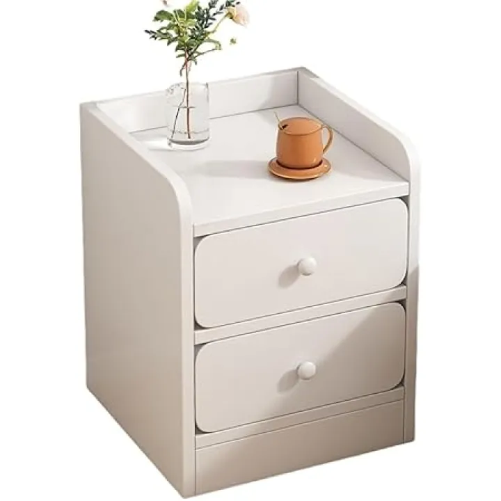 Narrow Bedside Table with Double Drawers – Space-Saving Nightstand for Bedroom Storage(15.7 * 11.8 * 19.7in)