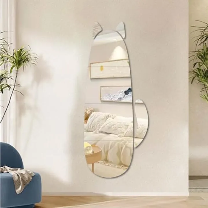 Tumecos Scratch Resistant Shatterproof Acrylic Mirror Set for Wall Decor, Full Length,No-Punch, Frameless Mirror Stickers for Bathroom, Entrance, Living Room, Bedroom, and Kid's Room, Easy to Install