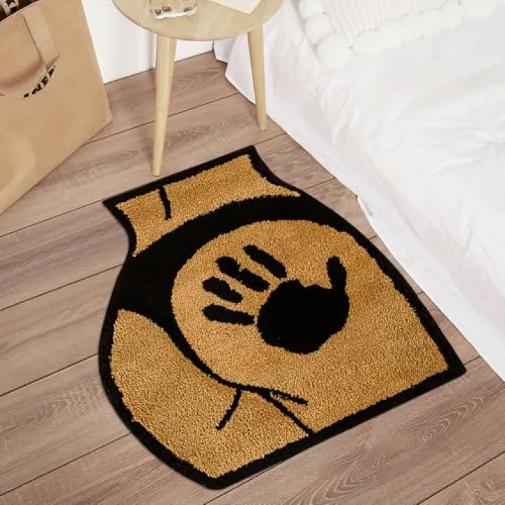 ASTRAG Buttock Shaped Bathroom Rugs Sexy Buttock Bath Mat Extra Soft Fluffy Water Absorbent Floor Mats Non-Slip Washable Shower Carpet Funny Home Decor Cartoon Rugs for Bedroom, 2.3FT (Black)