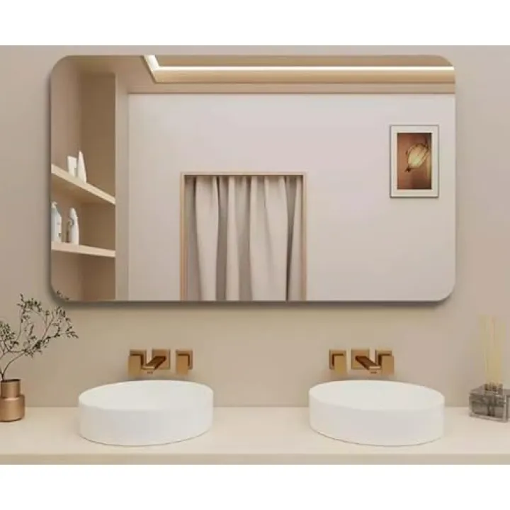 ULEZUAR Gym Mirror Tiles Self Adhesive Mirror Panels for Safe, Wall Mounted Full Body Mirror Tile, Workout Mirrors for Home Gym Door Wardrobe Large (Round Corner,12x47 inch)