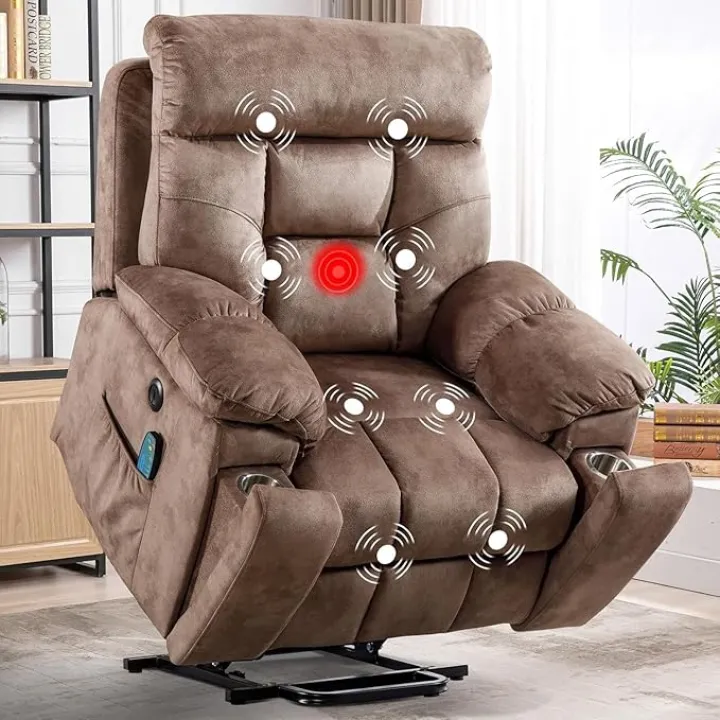 Oversized Living Room Recliner Sofa, Adults Massage Recliner Chair, Ergonomic Leisure Chair Classic Single Sofas with 8 Point Massage and Heat