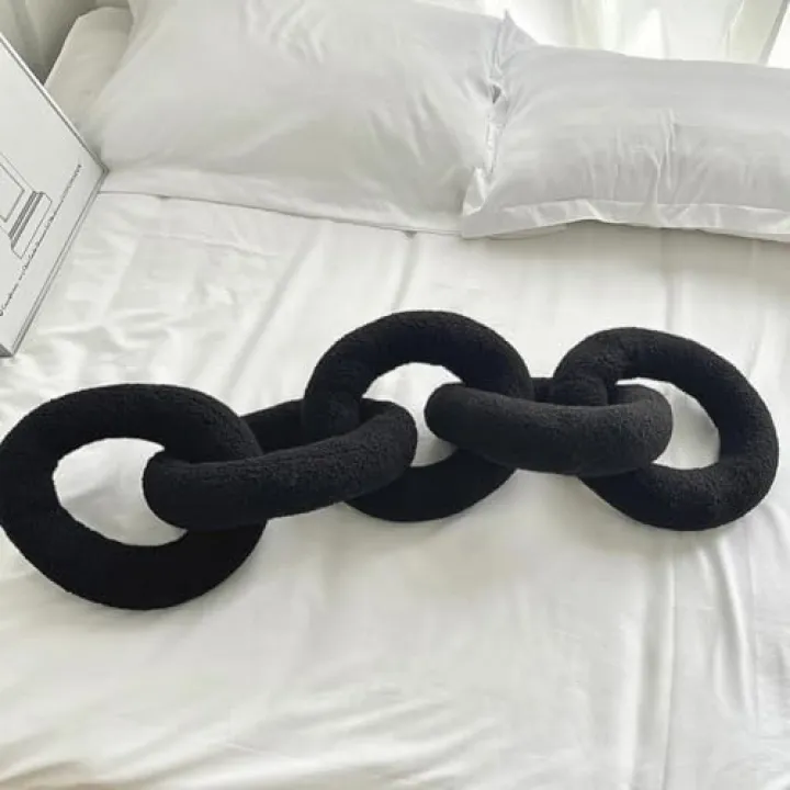 Long Chain Throw Pillow Knot Pillow，Knotted Chain Shape Cushion Dorm Room Decor Household Throw Knot Decorative Cushion for Bed Living Room (Black)