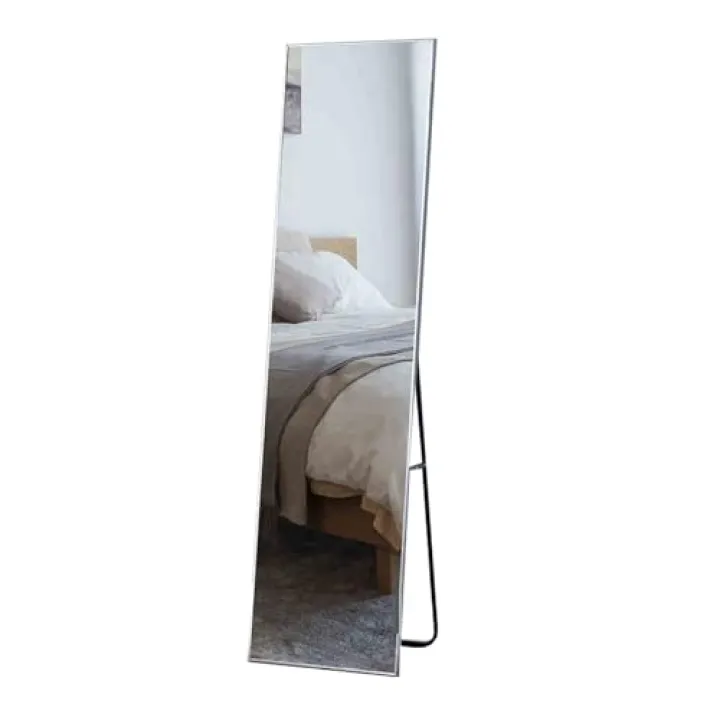 ZDMEI Full-Length Mirror,Rectangular Floor Mirror,Home Standing Dressing Mirror with Bracket,HD Imaging,for Cloakroom Living Room Bedroom Clothing Store(Silver,40x150cm)