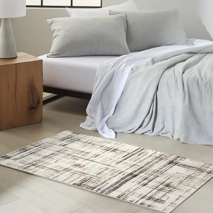 Calvin Klein CK029 Captivating Ivory Multicolor 3'2" x 5' Area Rug - Easy Clean, Non Shedding, Bed Room, Living Room, Dining Room, Kitchen (3' x 5')