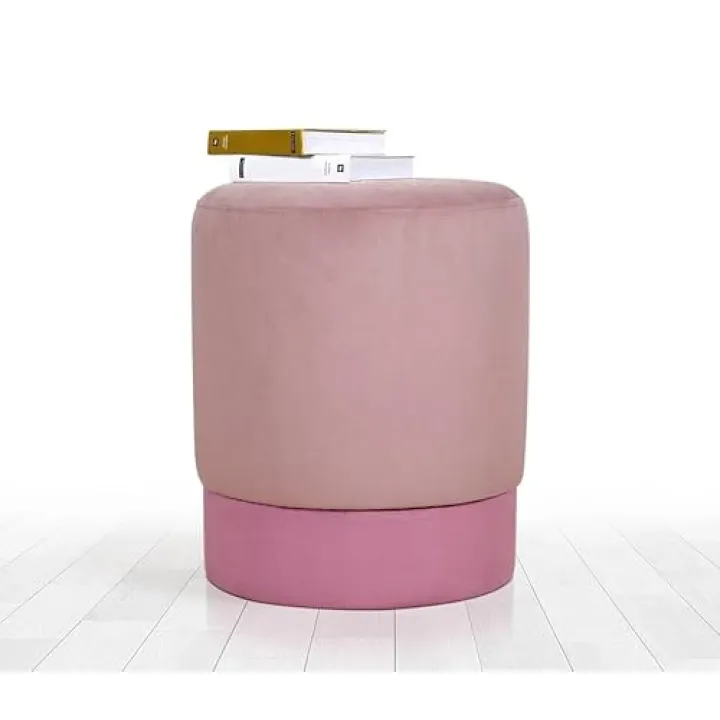 Atelier Del Sofa Bohemian Pink Pouffe, 43 cm Height x 38 cm Depth | 50% Cotton & 50% Velvet, 5 cm Orthopaedic Sponge | Stylish & Comfortable for Hotel & Home Decor