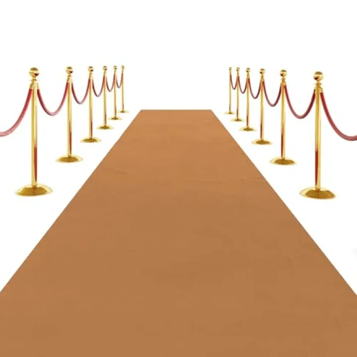 SK Studio Brown Carpet Runner Rug for Party, 3 x 15 ft Felt Aisle Runner with Carpet Tape Stage Door Entrance Cover for Movie Theme Party Wedding Decoration