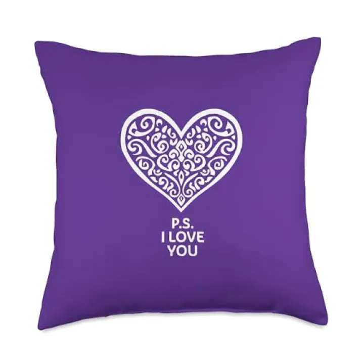 Ps I Love You Day Purple Throw Pillow
