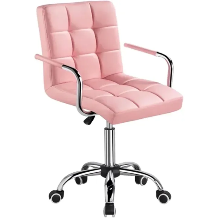 FMURY Adjustable Faux Leather Swivel Office Chair with Wheels