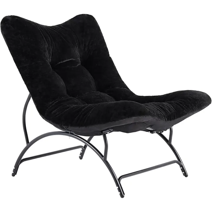 Tiita Accent Lazy Chair, Comfy Lounge Chair with Metal Frame and Plush Fabric, Spacious Seat Cozy Recliner Chair for Reading Room, Living Room, Bedroom, Office, Black