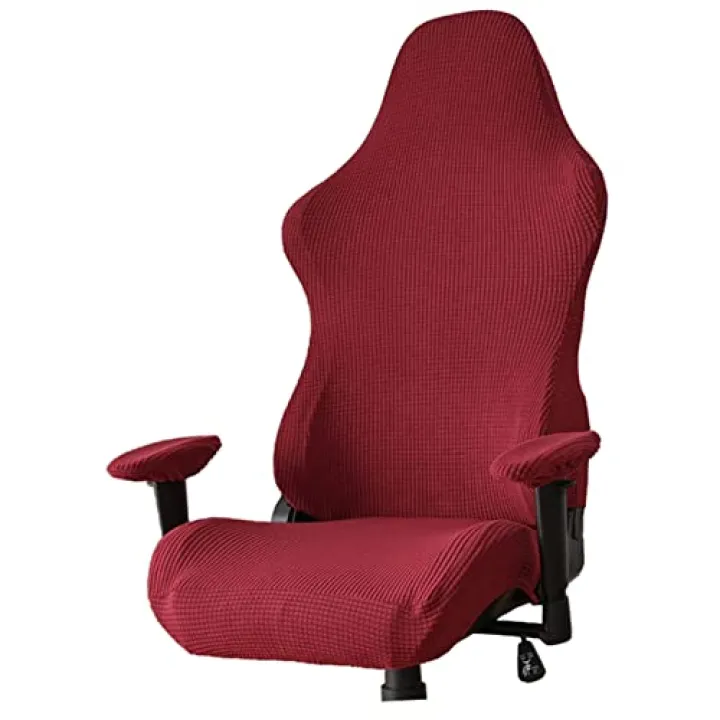 MAGICLULU Gaming Chair Cover Stretchy Washable Slipcover for Office Chair Full Protection in Burgundy for Computer Room and Home Use