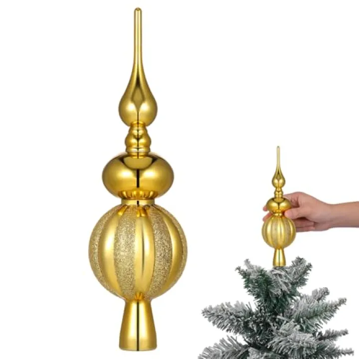 IMIKEYA Spherical Xmas Tree Topper Lightweight Plastic Ornament for Christmas Decoration for Home Office and Holiday Parties Easy to Install Treetop Decor