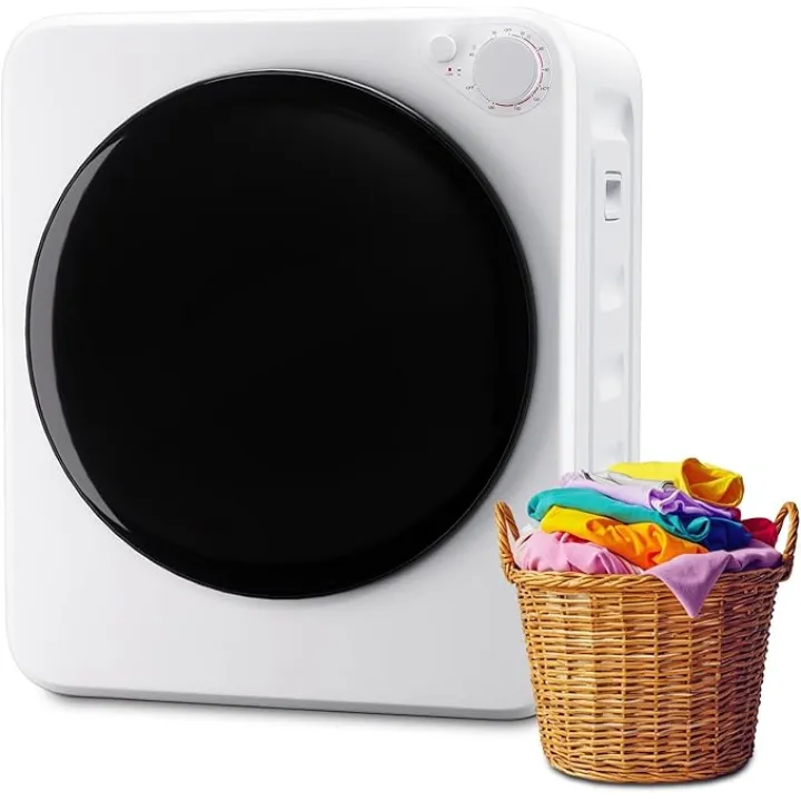 110V 850W Portable Laundry Dryer, 1.5 Cu.ft Front Load Clothes Dryer with Stainless Steel Tub & Exhaust Pipe, Drying Machine with 5 Modes, Mini Product for Apartments, Home, Dorm, White