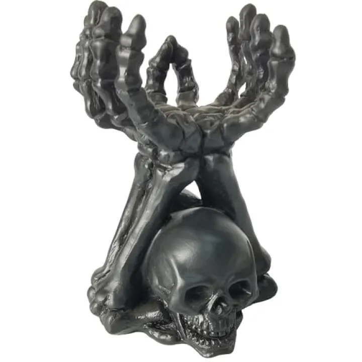 ZASEUCI Gothic Candle Holder & Hand Jewelry Holder – Skeleton Hand Organizer for Rings, Bracelets, Necklaces | Heavy-Duty Polyresin Display, Dark Decor for Halloween Gifts & Gothic Home Office