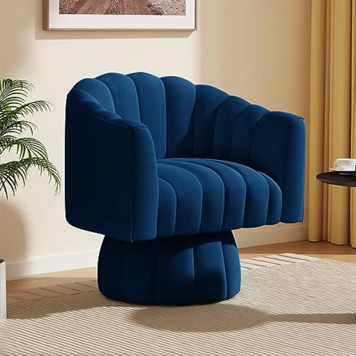 Generico Mid secolo a Rotazione a 360 Gradi Cuddly Accent Sedia di Divano, Poltrona Rotonda con Ampia Sedia in Tessuto in Velluto Imbottito per Soggiorno, Camera da Letto, Ufficio, Sala d'attesa