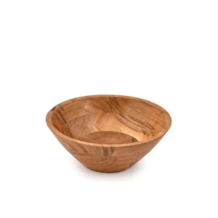 Kaizen Casa Fruit Bowl Acacia Wood Bowl Adds Rustic Charm to Kitchen Counters or Serves as a Decorative Bowl Vintage Farmhouse Décor, Perfect Housewarming Gift (7"x 7"x 2.5")