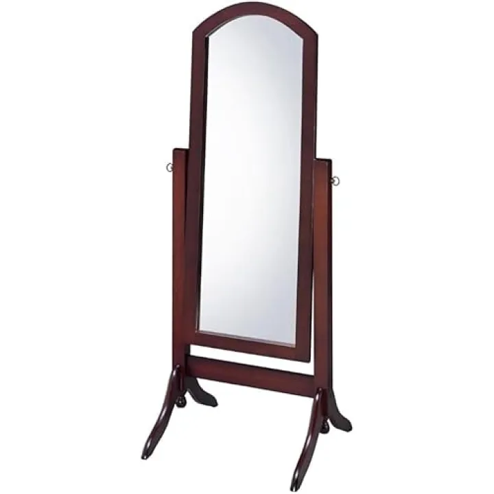 Oakestry Barrington Cheval Full-Length Standing Mirror 59" x 23" – Walnut Finish Solid Rubberwood Frame, Elegant Bedroom Dressing & Living Room Floor Mirror