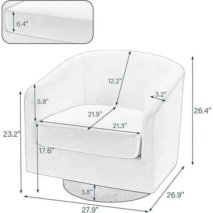 UIXE PU Leather Swivel Accent Chairs, Modern Upholstered Barrel Club Chair for Living Room, Round Armchair Single Sofa Bedroom Side Reading Seat - Charcoal Black, Set of 2