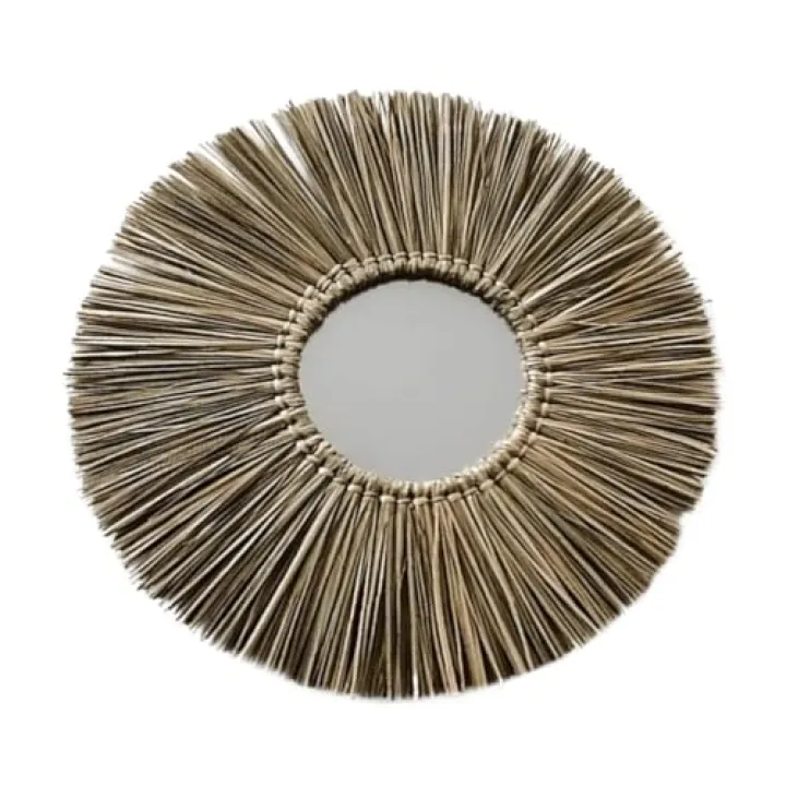 Garneck Nordic Handmade Round Wall Mirror Decorative Woven Mirror for Home Rustic Decor