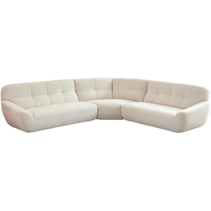 Corner Sectional Sofa with Tufted Seat Upholstered, Tool-Free Assembly.(Beige)