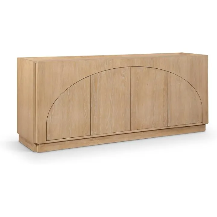 Meridian Furniture 77054Natural Everson Collection Mid-Century Modern Sideboard/Buffet with Rich Natural Finish, Solid Wood, Oak Veneer, 80" W x 20" D x 34" H, Natural