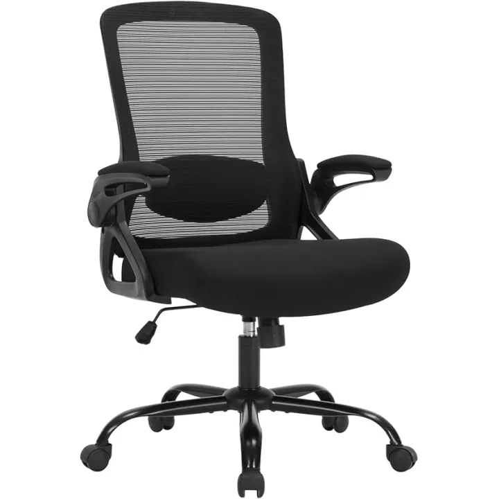 Office Chair, Ergonomic Desk Chair with Adjustable Height, Lumbar Support, High Back Mesh Support with Flip up Armrests, Task Chairs for Home Office Computer (Black-23-1)