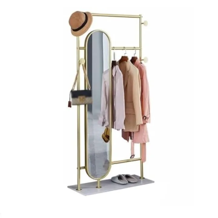 Full-Length Mirror with Multifunctional Coat Rack and Marble Base, Floor-Standing Dressing Mirror for Bedroom and Home Use (Black, 85cm)(85cm)