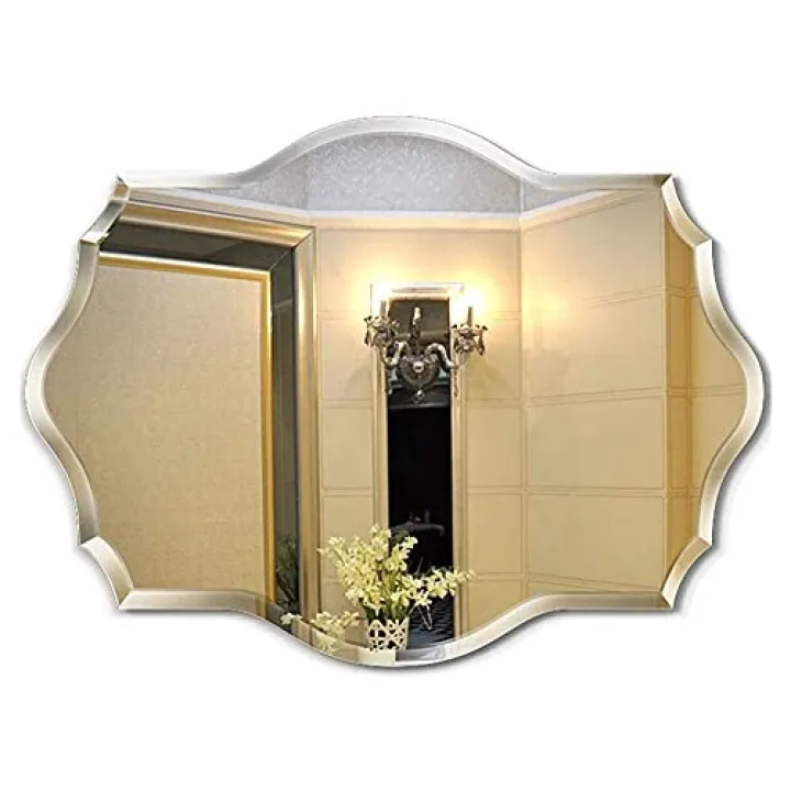 Wall Mounted Mirror Bevelled Modern Decorative Wall Mirror- HD Silver Mirror Frameless - Stick On Mirror- for Bathroom Bedroom Living Room Hallway Bathroom Mirror (Size : 50x70CM) (50x70CM)