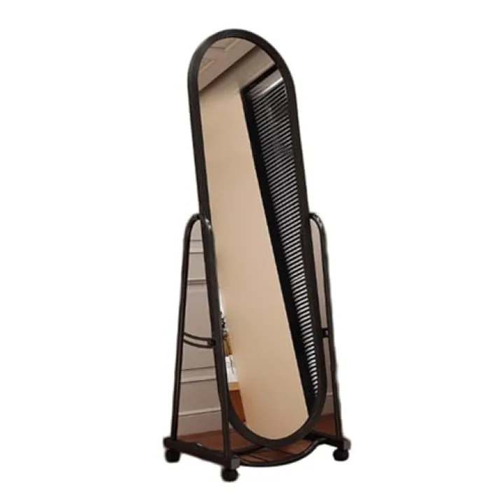 LYHXYLFT Full Length Mirror with Wheels,Arched Mirror Freestanding,for Bedroom Entry Dressing Room Bedroom Corridors(Black,170cm)